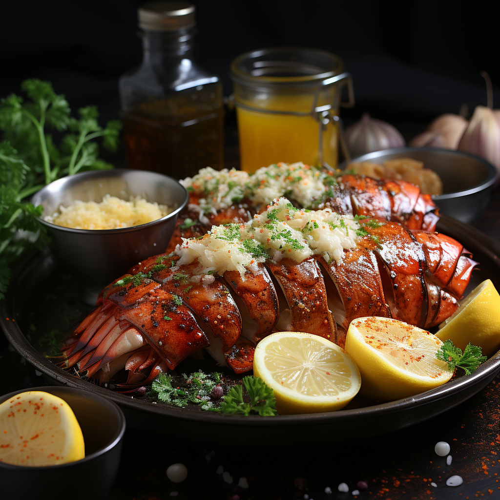 lobster tail with lemon, garlic, and Aleppo pepper